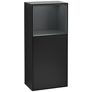 Villeroy und Boch Finion Seitenschrank F500HGPD 41,8x93,6x27cm, links, Regal oben Midnight Blue Matt, Black matt lacquer