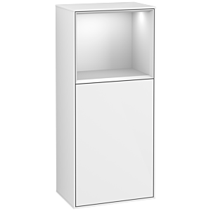 Villeroy et Boch Finion armoire côté F500MTGF 41.8x93.6x27cm, à gauche, étagère au- dessus White Matt , laque blanc brillant