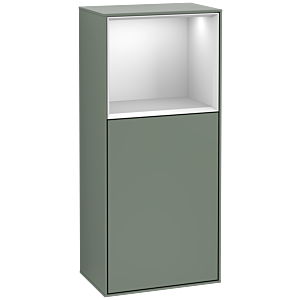 Villeroy and Boch Finion side cabinet F500MTGM 41.8x93.6x27cm, left, shelf above White Matt , Olive Matt Lacquer