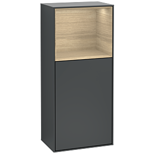 Villeroy und Boch Finion Seitenschrank F500PCHG 41,8x93,6x27cm, links, Regal oben Oak Veneer, Midnight Blue Matt Lacquer