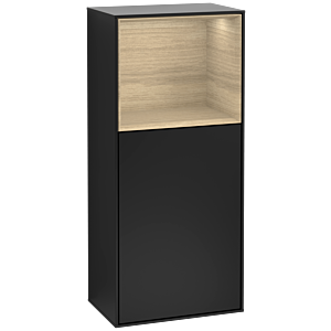 Villeroy und Boch Finion Seitenschrank F500PCPD 41,8x93,6x27cm, links, Regal oben Oak Veneer, Black matt lacquer