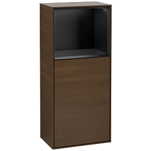 Villeroy und Boch Finion Seitenschrank F500PDGN 41,8x93,6x27cm, links, Regal oben Black matt, Walnut veneer