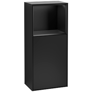 Villeroy et Boch Finion armoire latérale F500PDPD 41.8x93.6x27cm, gauche, étagère au-dessus de noir mat, laqué noir mat