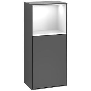 Villeroy und Boch Finion Seitenschrank F510GFGK 41,8x93,6x27cm, rechts, Regal oben Glossy White, Anthracite matt