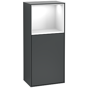 Villeroy and Boch Finion side cabinet F510GFHG 41.8x93.6x27cm, right, shelf above Glossy White , Midnight Blue Matt Lacquer