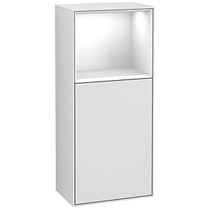 Villeroy und Boch Finion Seitenschrank F510GFMT 41,8x93,6x27cm, rechts, Regal oben Glossy White, White matt lacquer