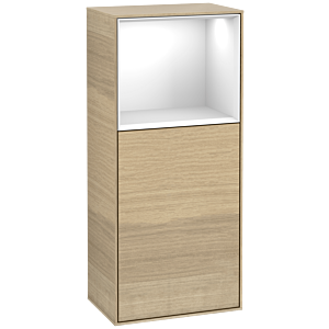 Villeroy et Boch Finion armoire latérale F510GFPC 41.8x93.6x27cm, droite, étagère au-dessus Glossy White , Oak Veneer