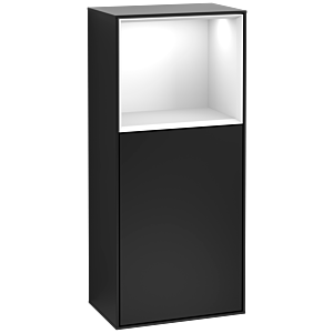 Villeroy et Boch Finion armoire côté F510GFPD 41.8x93.6x27cm, à droite, au-dessus de tablette Glossy White , vernis noir mat
