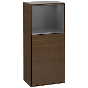 Villeroy et Boch Armoire latérale Finion F510GKGN 41.8x93.6x27cm, droite, plateau étagère anthracite mat, placage noyer