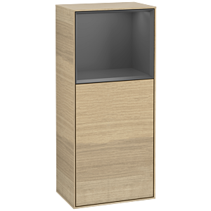Villeroy et Boch Finion armoire côté F510GKPC 41.8x93.6x27cm, à droite, au-dessus de tablette Anthracite Matt , Oak Veneer