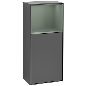 Villeroy und Boch Finion Seitenschrank F510GMGK 41,8x93,6x27cm, rechts, Regal oben Olive Matt, Anthracite matt
