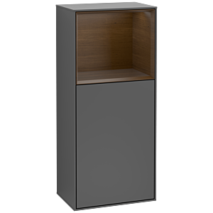 Villeroy et Boch Finion armoire latérale F510GNGK 41.8x93.6x27cm, droite, étagère au dessus placage noyer, Anthracite mat