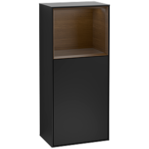 Villeroy et Boch Finion armoire latérale F510GNPD 41.8x93.6x27cm, droite, étagère au dessus placage noyer, laqué noir mat