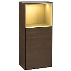 Villeroy et Boch Finion armoire latérale F510HFGN 41.8x93.6x27cm, droite, étagère au dessus de l&#39;or mat, placage noyer