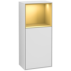 Villeroy et Boch Finion armoire latérale F510HFMT 41.8x93.6x27cm, droite, étagère au-dessus de l&#39;or mat, laqué blanc mat