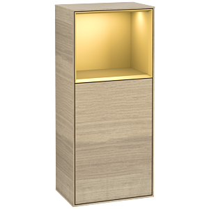 Villeroy et Boch Finion armoire latérale F510HFPC 41.8x93.6x27cm, droite, étagère au dessus de l&#39;or mat, Oak Veneer