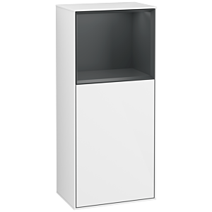 Villeroy and Boch Finion side cabinet F510HGGF 41.8x93.6x27cm, right, shelf above Midnight Blue matt, glossy white lacquer