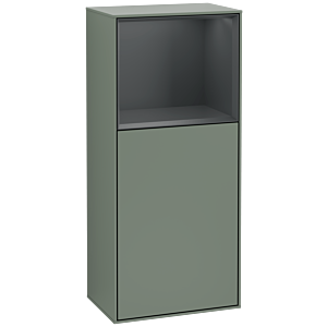 Villeroy and Boch Finion side cabinet F510HGGM 41.8x93.6x27cm, right, shelf above Midnight Blue matt, Olive Matt Lacquer