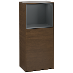 Villeroy und Boch Finion Seitenschrank F510HGGN 41,8x93,6x27cm, rechts, Regal oben Midnight Blue Matt, Walnut veneer