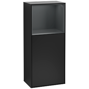Villeroy und Boch Finion Seitenschrank F510HGPD 41,8x93,6x27cm, rechts, Regal oben Midnight Blue Matt, Black matt lacquer