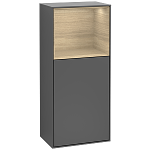 Villeroy und Boch Finion Seitenschrank F510PCGK 41,8x93,6x27cm, rechts, Regal oben Oak Veneer, Anthracite matt