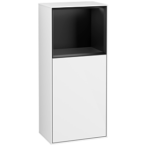 Villeroy und Boch Finion Seitenschrank F510PDGF 41,8x93,6x27cm, rechts, Regal oben Black matt, Glossy white lacquer