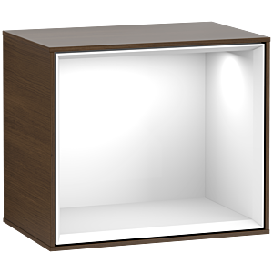 Villeroy und Boch Finion Regalmodul F580GFGN 41,8x35,6x27cm, Regal Glossy White, Walnut veneer