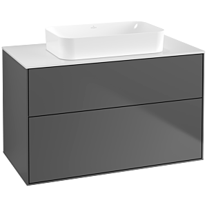 Villeroy und Boch Finion Waschtischunterschrank F64100GK 100x60,3x50,1mm, Glass White Matt, Anthracite matt