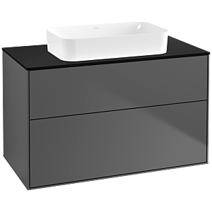 Villeroy und Boch Finion Waschtischunterschrank F64200GK 100x60,3x50,1mm, Glass Black Matt, Anthracite matt
