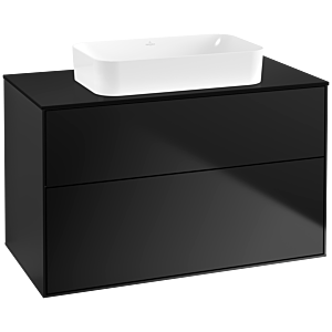 Villeroy und Boch Finion Waschtischunterschrank F64200PD 100x60,3x50,1mm, Glass Black Matt, Black matt lacquer