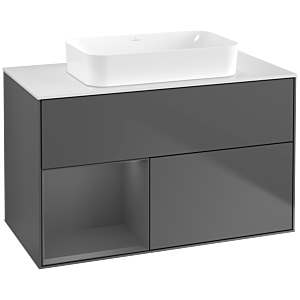Villeroy und Boch Finion Waschtischunterschrank F651GKGK 100x60,3x50,1cm, Regal links Anthracite matt, Anthracite matt