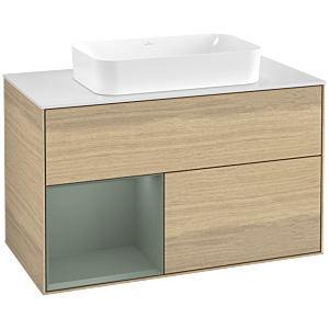 Villeroy and Boch Finion Villeroy and Boch Finion F651GMPC 100x60.3x50.1cm, shelf on the left Olive Matt Lacquer , Oak Veneer