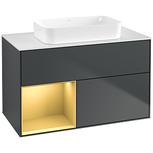 Villeroy and Boch Finion Villeroy and Boch Finion F651HFHG 100x60.3x50.1cm, shelf left gold matt, Midnight Blue Matt Lacquer