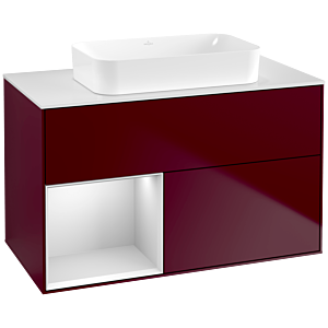 Villeroy und Boch Finion Waschtischunterschrank F651MTHB 100x60,3x50,1cm, Regal links White matt lacquer, Peony Matt