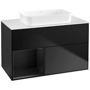Villeroy und Boch Finion Waschtischunterschrank F651PDPD 100x60,3x50,1cm, Regal links Black matt lacquer, Black matt lacquer