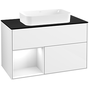Villeroy et Boch Finion Villeroy et Boch F652GFGF 100x60.3x50.1cm, étagère gauche laqué blanc brillant, laqué blanc brillant