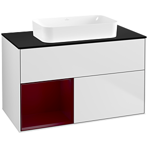 Villeroy und Boch Finion Waschtischunterschrank F652HBMT 100x60,3x50,1cm, Regal links Peony, White matt lacquer