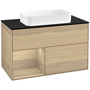 Villeroy und Boch Finion Waschtischunterschrank F652PCPC 100x60,3x50,1cm, Regal links Oak Veneer, Oak Veneer