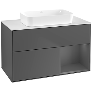 Villeroy und Boch Finion Waschtischunterschrank F661GKGK 100x60,3x50,1cm, Regal rechts Anthracite matt, Anthracite matt