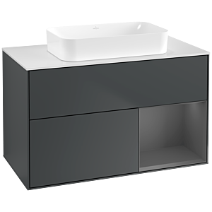Villeroy et Boch Finion Villeroy et Boch F661GKHG 100x60.3x50.1cm, étagère droite anthracite mat, Midnight Blue Matt Lacquer