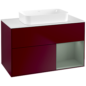 Villeroy et Boch Finion Villeroy et Boch F661GMHB 100x60.3x50.1cm, étagère à droite Olive Matt Lacquer , Peony Matt
