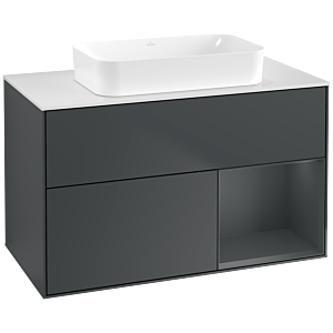 Villeroy und Boch Finion Waschtischunterschrank F661HGHG 100x60,3x50,1cm, Regal rechts Midnight Blue Matt Lacquer, Midnight Blue Matt Lacquer