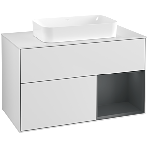 Villeroy et Boch Finion Villeroy et Boch F661HGMT 100x60.3x50.1cm, étagère à droite Midnight Blue Matt Lacquer , laqué blanc mat