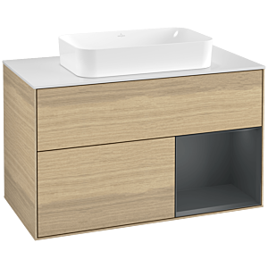 Villeroy and Boch Finion Villeroy and Boch Finion F661HGPC 100x60.3x50.1cm, shelf on the right Midnight Blue Matt Lacquer , Oak Veneer