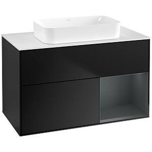 Villeroy und Boch Finion Waschtischunterschrank F661HGPD 100x60,3x50,1cm, Regal rechts Midnight Blue Matt Lacquer, Black matt lacquer