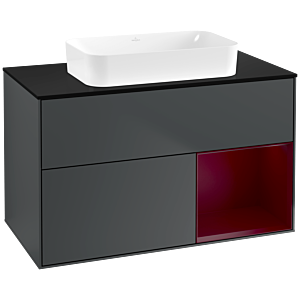 Villeroy und Boch Finion Waschtischunterschrank F662HBHG 100x60,3x50,1cm, Regal rechts Peony, Midnight Blue Matt Lacquer