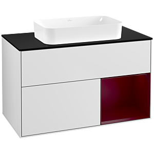 Villeroy et Boch Finion Villeroy et Boch F662HBMT 100x60.3x50.1cm, étagère à droite Peony , laqué blanc mat
