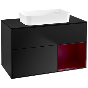 Villeroy et Boch Finion Villeroy et Boch F662HBPD 100x60.3x50.1cm, étagère à droite Peony , laqué noir mat