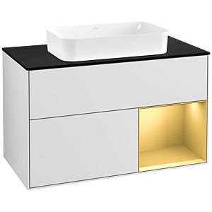 Villeroy et Boch Finion Villeroy et Boch F662HFMT 100x60.3x50.1cm, étagère droite or mat, laqué blanc mat