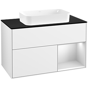 Villeroy and Boch Finion Villeroy and Boch Finion F662MTGF 100x60.3x50.1cm, shelf on the right white matt lacquer, glossy white lacquer